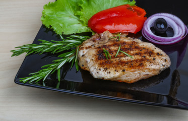 Grilled pork steak