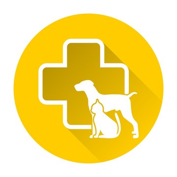 Veterinary icon with medicine symbol with long shadow