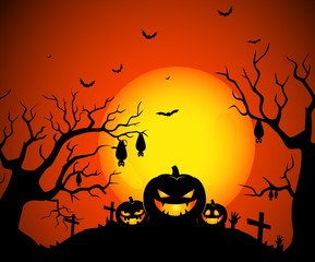 Halloween night background with full Moon