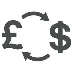 Icono plano cambio libra dolar gris