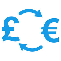Icono plano cambio libra euro azul