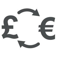Icono plano cambio libra euro gris