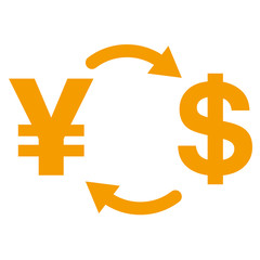 Icono plano cambio yen dolar naranja