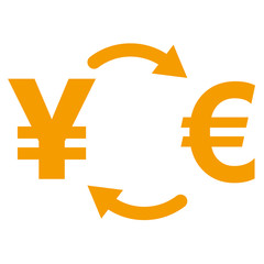 Icono plano cambio yen euro naranja