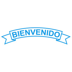 Icono plano cinta texto BIENVENIDO azul