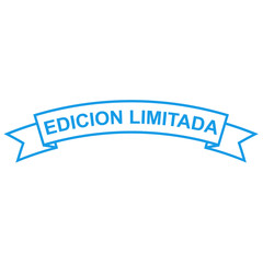 Icono plano cinta texto EDICION LIMITADA azul