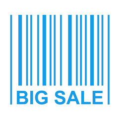 Icono plano texto BIG SALE codigo de barras azul