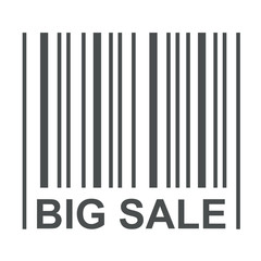 Icono plano texto BIG SALE codigo de barras gris