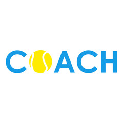 Icono plano texto COACH tenis azul