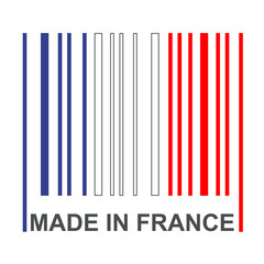 Icono plano texto MADE IN FRANCE codigo de barras