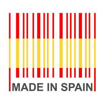 Icono plano texto MADE IN SPAIN codigo de barras
