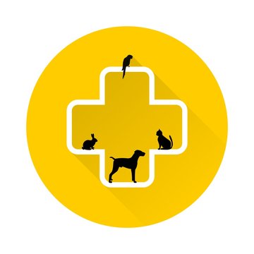 Veterinary icon with medicine symbol with long shadow 