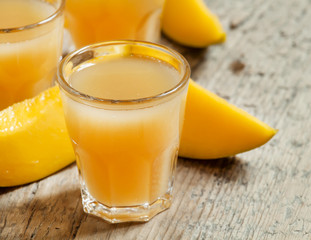 Mango juice, selective focus