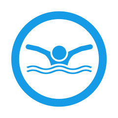 Icono redondo nadador frontal azul