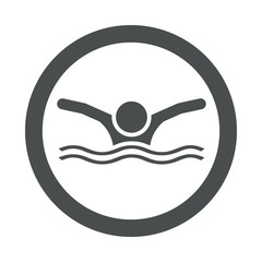 Icono redondo nadador frontal gris