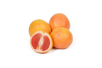 grapefruit and slice with leaves isolated