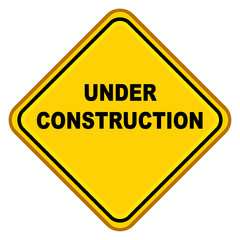 Señal amarilla plana texto UNDER CONSTRUCTION