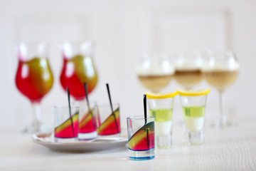 Jelly desserts on light background