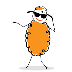 happy sheep on the white background