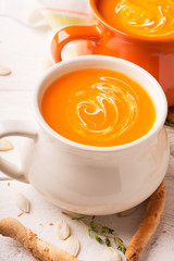 Delicious pumpkin soup puree