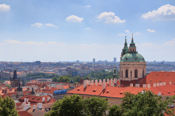 Fototapeta na wymiar Panorama of Mala Strana (Lesser Town) and St. Nicholas Church, Prague