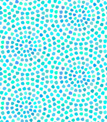 Fototapeta premium Vector Blue Dots Painted Seamless Pattern