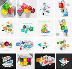 Set of abstract geometric paper infographic banner templates