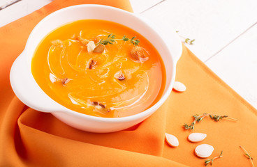 Delicious pumpkin soup puree