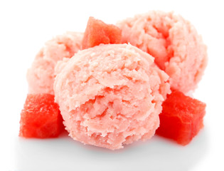 Watermelon ice cream isolated on white