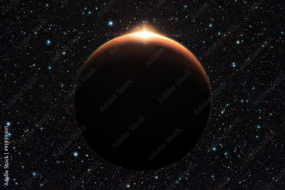 Canvas Prints planet mars with sunrise in space