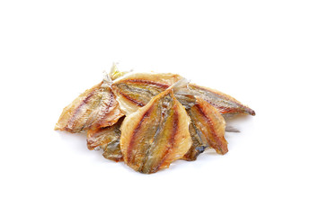 Dried fish  on white background