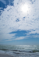 Naklejka na ściany i meble Landscape of the beach and blue sky with clouds