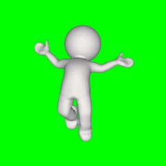 3D people - jump3 - green screen