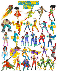 Retro style comics Superfamily - obrazy, fototapety, plakaty