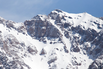 Fototapeta na wymiar the snowy peaks of the Tien Shan Mountains. Kazakhstan