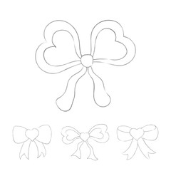 Hand drawn pencil sketch of festive bows in the shape of heart