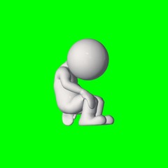 3D people - depress 2 - green screen