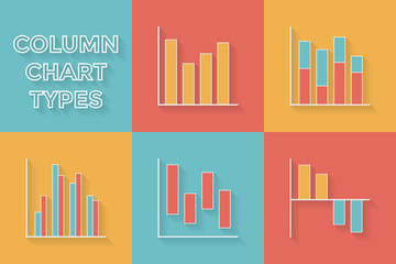 Icons in flat style. Graph types - Set of Infographic Elements
