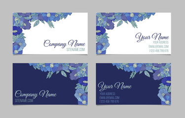 Naklejka na ściany i meble Set of two double-sided floral business cards