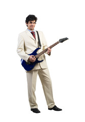 Businessman playing guitar