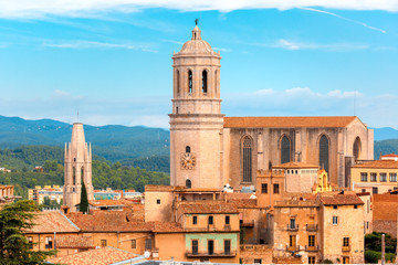 Fototapeta na wymiar Saint Mary Cathedral in Girona, Catalonia, Spain