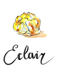 Watercolor eclair