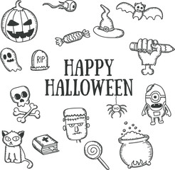 Hand drawn elements theme Halloween