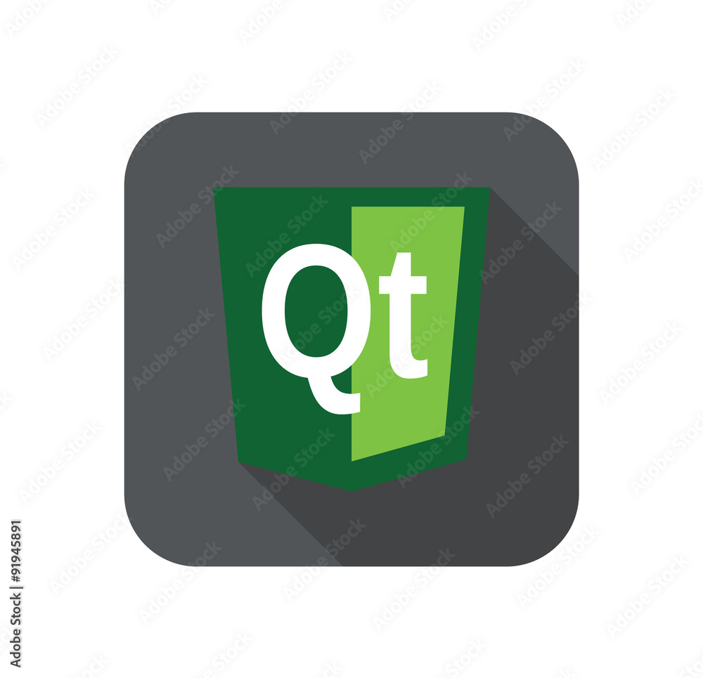 Poster vector web development shield sign - qt technology. isolated