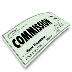 Commission Check Sale Compensation Pay Income Money - obrazy, fototapety, plakaty