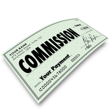 Commission Check Sale Compensation Pay Income Money