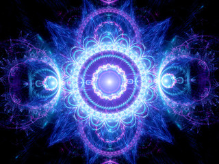 Blue glowing mandala fractal