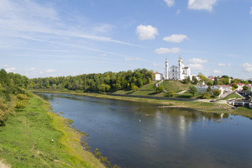 Fototapeta na wymiar Panorama of the city of Vitebsk with Dvina river from bridge