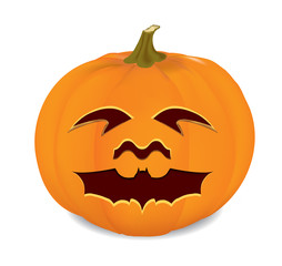 Halloween pumpkin with a carved bat