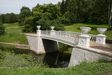 The bridge over the river Slavyanka in Pavlovsk park in the suburbs of St. Petersburg